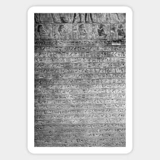 Egyptian Hieroglyphs Written In Stone Black And White Sticker